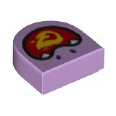 lavender tile round 1 x 1 half circle extended with open mouth with flame pattern
