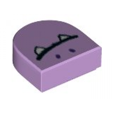 lavender tile round 1 x 1 half circle extended with closed mouth with fangs pattern