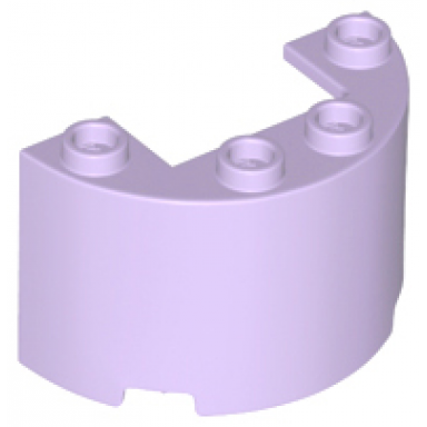 lavender cylinder half 2 x 4 x 2 with 1 x 2 cutout