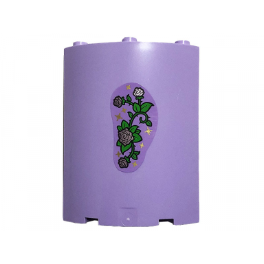 lavender cylinder quarter 4 x 4 x 6 with green vines 3 metallic pink roses and gold stars pattern sticker - set 43196