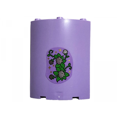 lavender cylinder quarter 4 x 4 x 6 with green vines 5 metallic pink roses and gold stars pattern sticker - set 43196