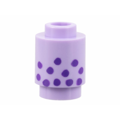 lavender brick round 1 x 1 with dark purple spots pattern