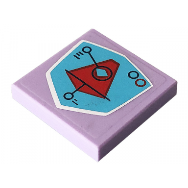 lavender tile 2 x 2 with display screen black lines and circles and red pentagon on medium azure background pattern sticker - set 41232