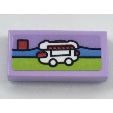 lavender tile 1 x 2 with miniature set 41129 pattern sticker - set 40178