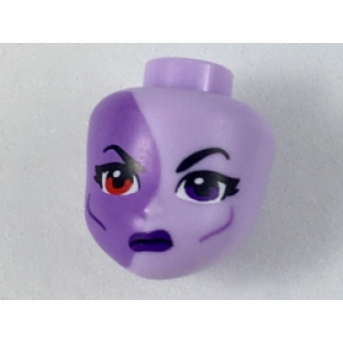 lavender mini doll head friends with medium lavender right half red right eye dark purple left eye and lips pattern eclipso
