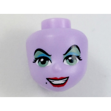 lavender mini doll head friends with sand green eyes and eye shadow with blue highlight red lips black beauty mark pattern ursula