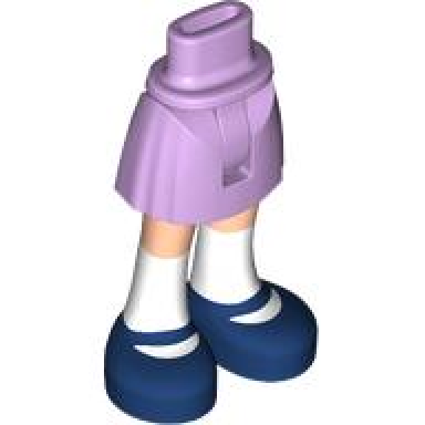 lavender mini doll hips and skirt with molded light nougat legs and printed dark blue shoes and white socks pattern - thin hinge