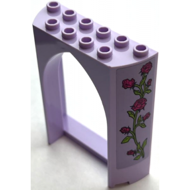 lavender panel 2 x 6 x 6 with pointed arch with holographic magenta roses with lime stems and leaves pattern on both sides stickers - set 41162