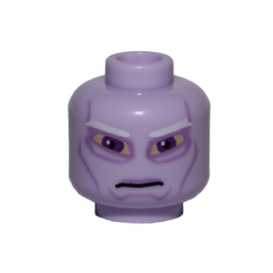 lavender minifigure head alien with sw umbaran soldier large purple eyes and white eyebrows pattern