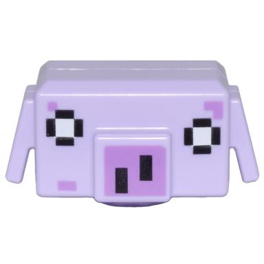 lavender minifigure head modified cube with ear flaps with pixelated black and white eyes and medium lavender nose pattern minecraft blaze runt