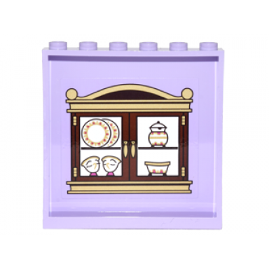 lavender panel 1 x 6 x 5 with dish cabinet with 2 doors on inside pattern sticker - set 41067