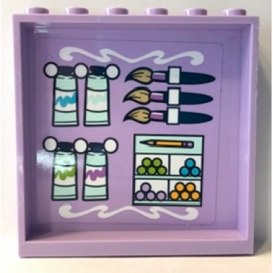 lavender panel 1 x 6 x 5 with paint brushes and art supplies pattern on inside sticker - set 41365