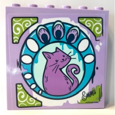 lavender panel 1 x 6 x 5 with medium lavender cat design in light aqua and medium azure circles and emma pattern sticker - set 41365