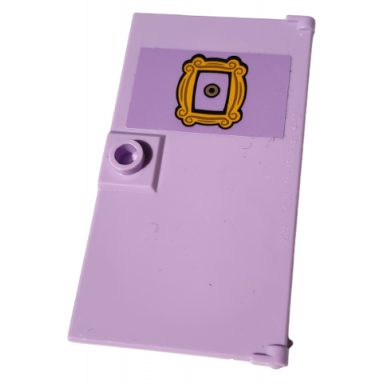 lavender door 1 x 4 x 6 with stud handle with peephole and yellow picture frame pattern sticker - set 10292