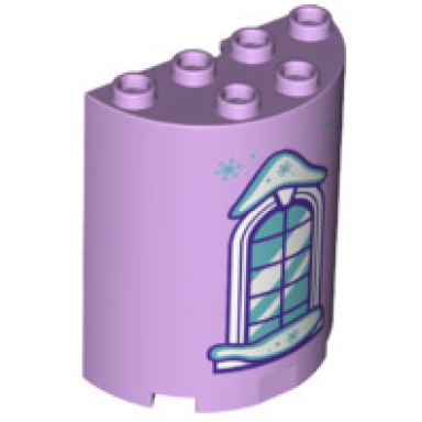 lavender cylinder half 2 x 4 x 4 with curved lattice window and snowflakes pattern