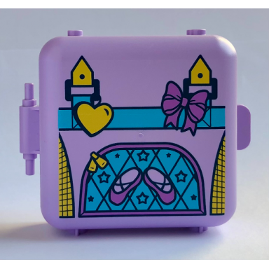 lavender container box 3 x 8 x 6 2 3 half front with backpack with ballet shoes yellow heart and medium lavender bow pattern