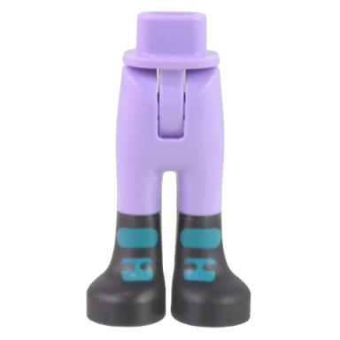 lavender mini doll hips and trousers with back pockets with molded pearl dark gray lower legs boots and printed dark turquoise patches pattern - thin hinge