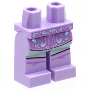 lavender hips and legs with metallic light blue filigree light aqua stripe across legs pattern
