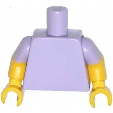 lavender torso plain yellow arms with molded lavender short sleeves pattern yellow hands