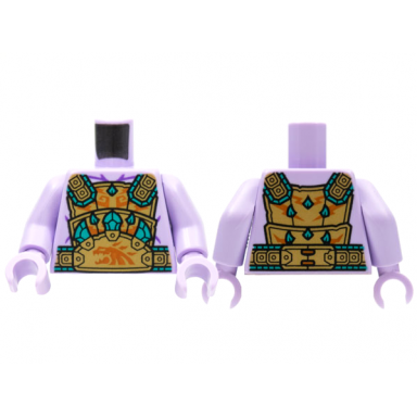 lavender torso gold breastplate dark turquoise and dark orange trim pattern lavender arms lavender hands