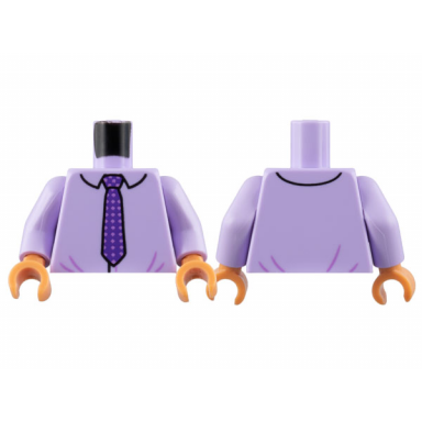 lavender torso dress shirt dark purple checkered tie pattern lavender arms nougat hands