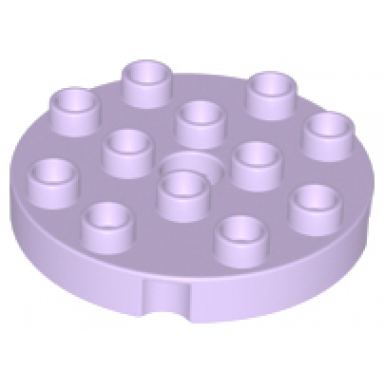 lavender duplo plate round 4 x 4 with hole with locking ridges