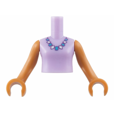 lavender torso mini doll girl top with medium azure and white bead necklace pattern medium nougat arms with hands