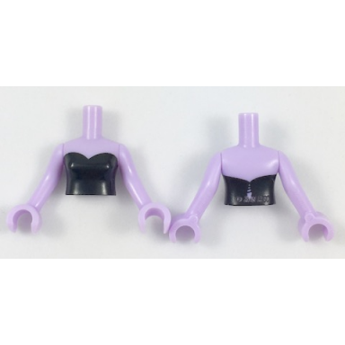 lavender torso mini doll woman black strapless top tied in back pattern lavender arms with hands