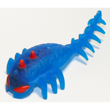 trans-dark blue hero factory brain with molded hard plastic red eyes and spikes pattern - flexible rubber