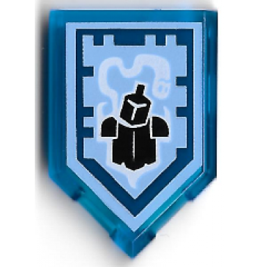trans-dark blue tile modified 2 x 3 pentagonal with nexo power shield pattern - haunted armor