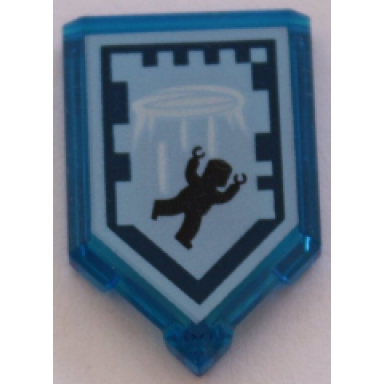 trans-dark blue tile modified 2 x 3 pentagonal with nexo power shield pattern - air portal