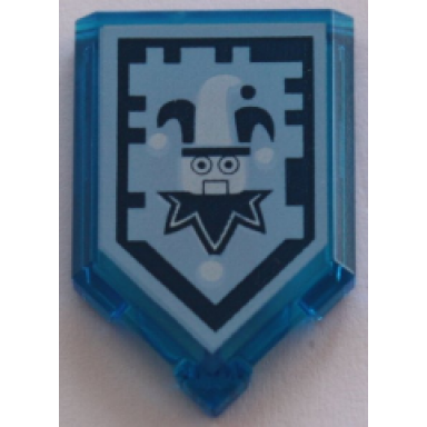 trans-dark blue tile modified 2 x 3 pentagonal with nexo power shield pattern - sir tauntalot