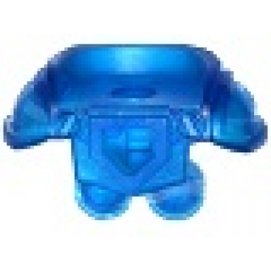 trans-dark blue minifigure armor breastplate with shoulder pads large pentagonal cutout and 4 studs on back
