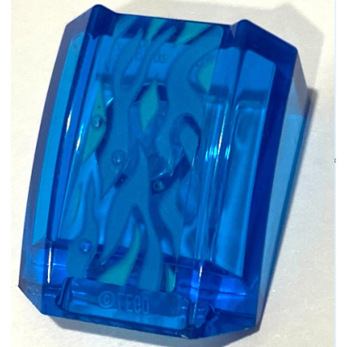 trans-dark blue slope curved 2 x 2 lip with dark azure and medium azure water pattern sticker - set 76129