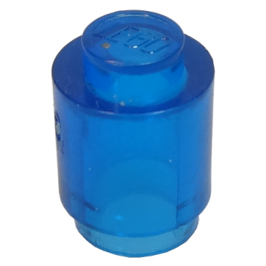trans-dark blue brick round 1 x 1 - solid stud bottom lip