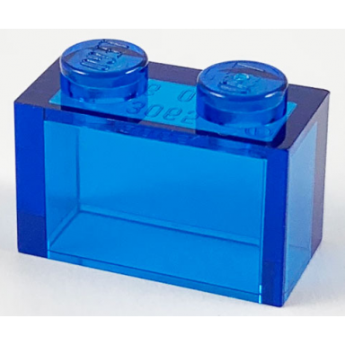 trans-dark blue brick 1 x 2 without bottom tube