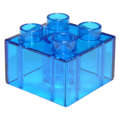 trans-dark blue duplo brick 2 x 2