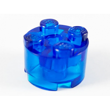 trans-dark blue brick round 2 x 2 with axle hole
