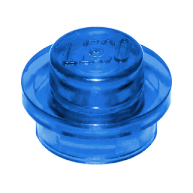trans-dark blue plate round 1 x 1