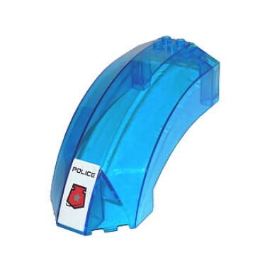 trans-dark blue windscreen 12 x 6 x 6 curved with police and space police 3 badge pattern sticker - set 5974