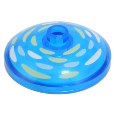 trans-dark blue dish 3 x 3 inverted radar with white bright light blue and bright light yellow brushstrokes pattern