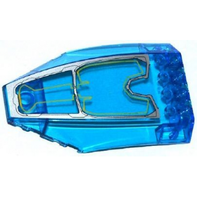 trans-dark blue windscreen 10 x 6 x 2 curved with silver and yellow avengers quinjet pattern sticker - set 76032