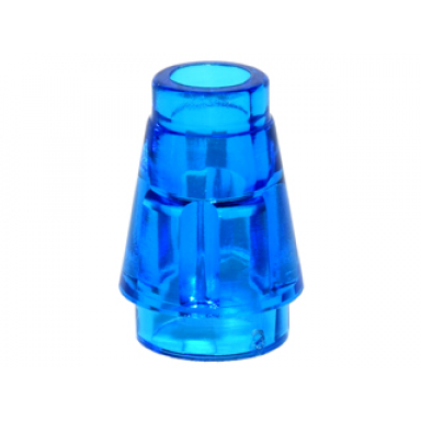 trans-dark blue cone 1 x 1 with top groove