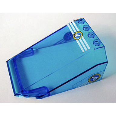 trans-dark blue windscreen 8 x 6 x 3 wedge with space port pattern on top and sides stickers - set 6453