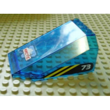 trans-dark blue windscreen 8 x 6 x 3 wedge with arctic logo on front and 73 pattern on sides stickers - set 6573