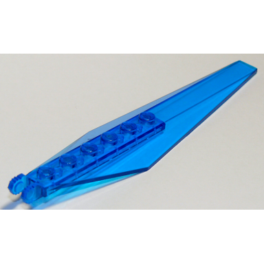trans-dark blue hinge plate 3 x 12 with angled side extensions and tapered ends
