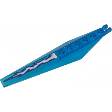 trans-dark blue hinge plate 3 x 12 with angled side extensions and tapered ends with blue and white lightning on transparent background pattern type 1 sticker - set 70602