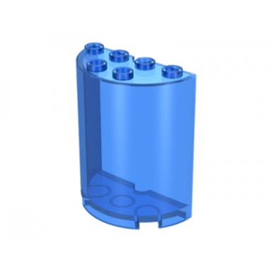 trans-dark blue cylinder half 2 x 4 x 4