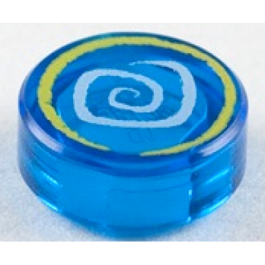 trans-dark blue tile round 1 x 1 with ninjago hypnobrai pattern
