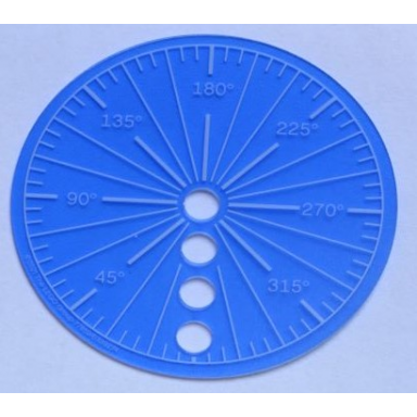 trans-dark blue plastic science technology panel - circle small with protractor pattern